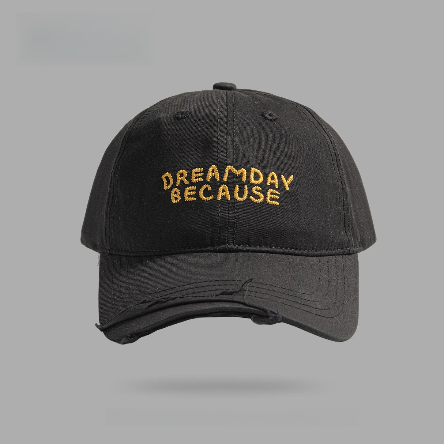 DREAMDAY BECAUSE | Retro Alphabet Embroidery Ripped Baseball Cap
